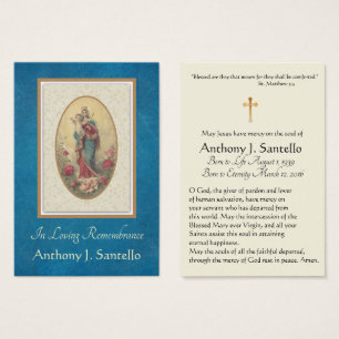 Virgin Mary Catholic Funeral Memorial Holy Card -