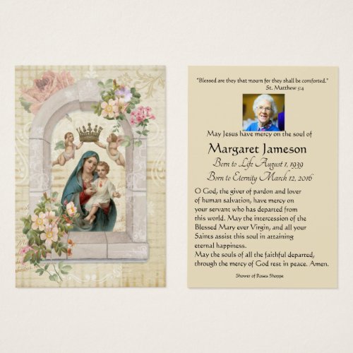 Virgin Mary  Catholic Funeral Memorial Holy Card _