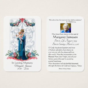 Virgin Mary Catholic Funeral Memorial Holy Card -