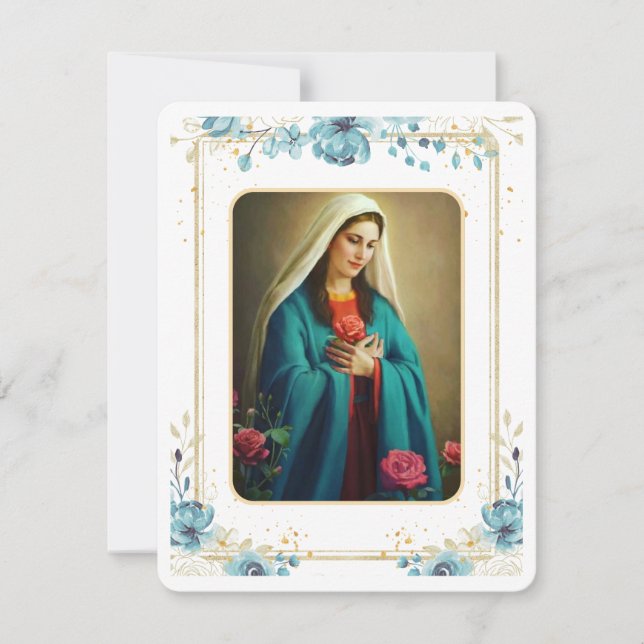 Virgin Mary Catholic Funeral Memorial Holy Card (Front)