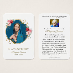 Virgin Mary Catholic Funeral Memorial Holy Card -