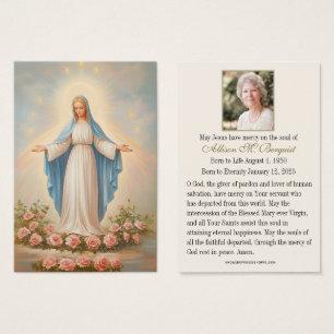 Virgin Mary Catholic Funeral Memorial Holy Card -