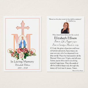 Virgin Mary Catholic Funeral Memorial Holy Card -