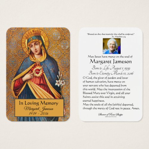 Virgin Mary Catholic Funeral Memorial Holy Card _