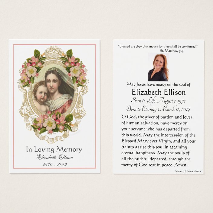 Virgin Mary Catholic Funeral Memorial Holy Card - | Zazzle