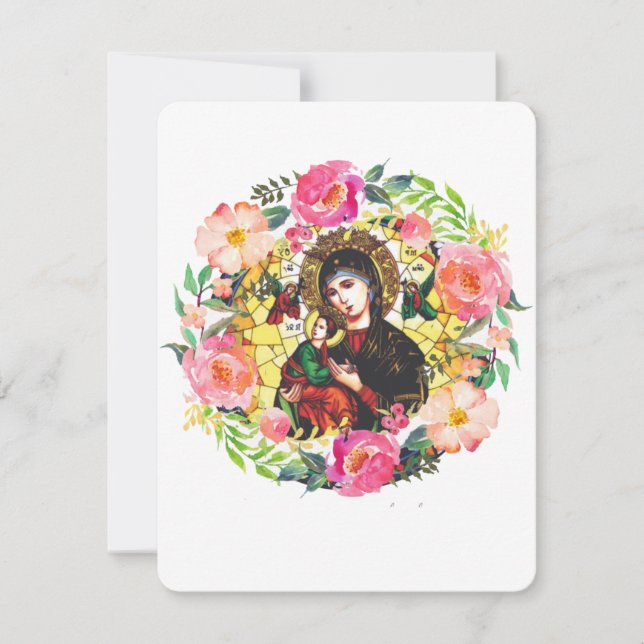 Virgin Mary Catholic Funeral Memorial Holy Card (Front)