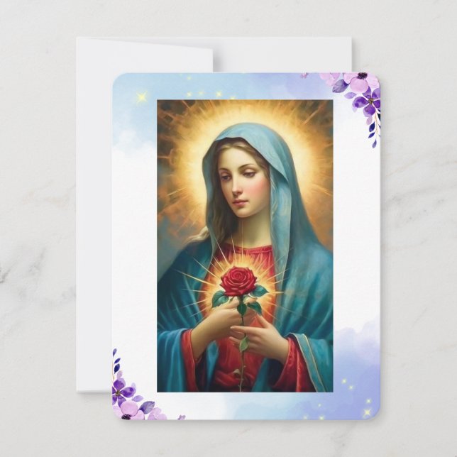 Virgin Mary Catholic Funeral Memorial Holy Card (Front)