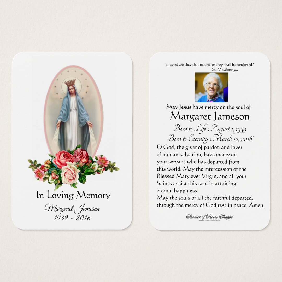 Virgin Mary Catholic Funeral Memorial Holy Card - | Zazzle