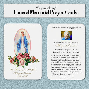 Virgin Mary Catholic Funeral Memorial Holy Card -