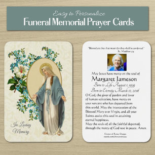 Virgin Mary Catholic Funeral Memorial Holy Card -