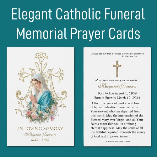 Virgin Mary Catholic Funeral Memorial Holy Card _