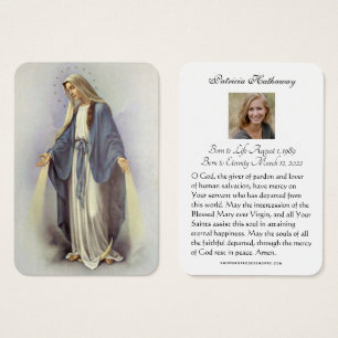 Virgin Mary Catholic Funeral Memorial Holy Card -