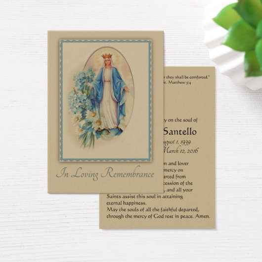 Virgin Mary Catholic Funeral Memorial Holy Card (Desk)