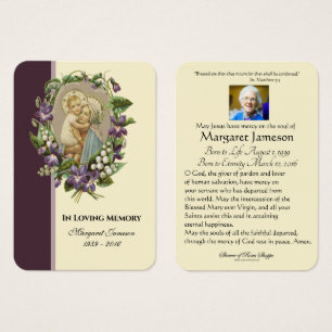 Virgin Mary Catholic Funeral Memorial Holy Card -