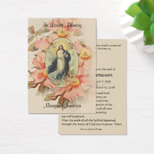 Virgin Mary Catholic Funeral Memorial Holy Card -