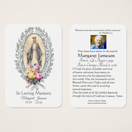 Virgin Mary Catholic Funeral Memorial Holy Card _