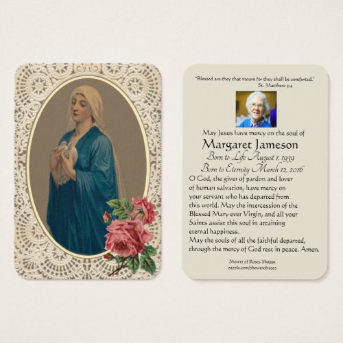 Virgin Mary Catholic Funeral Memorial Holy Card _