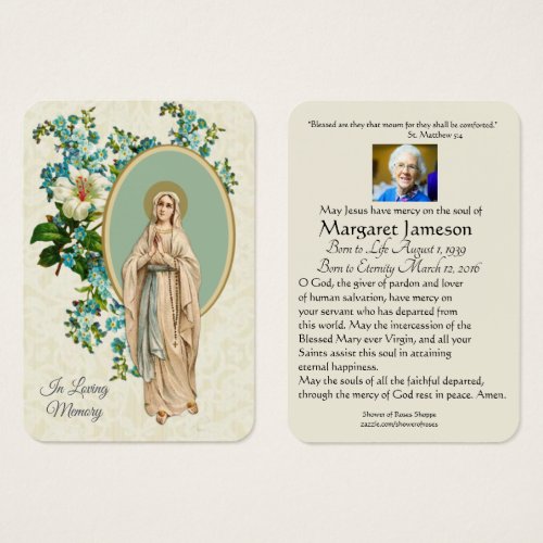 Virgin Mary Catholic Funeral Memorial Holy Card _