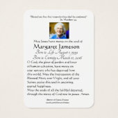Virgin Mary Catholic Funeral Memorial Holy Card - (Back)