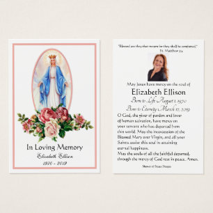 Virgin Mary Catholic Funeral Memorial Holy Card -