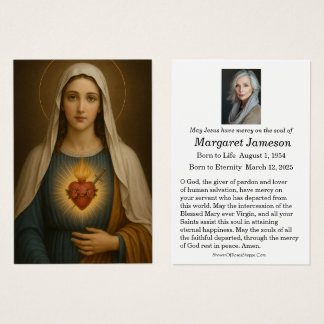 Virgin Mary Catholic Funeral Memorial Holy Card -