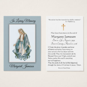 Virgin Mary Catholic Funeral Memorial Holy Card -