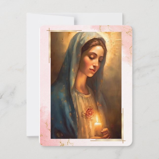 Virgin Mary Catholic Funeral Memorial Holy Card (Front)