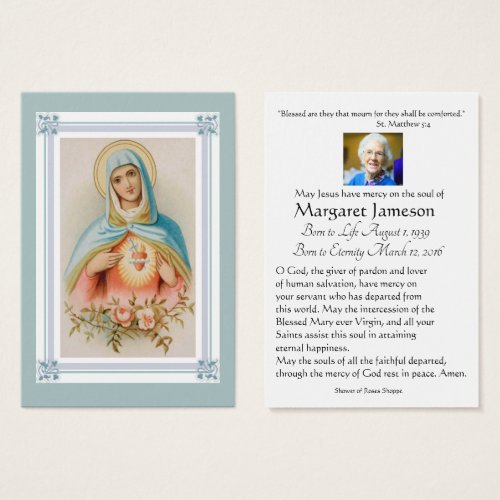 Virgin Mary Catholic Funeral Memorial Holy Card _