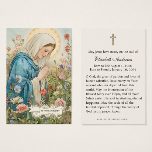 Virgin Mary Catholic Funeral Photo Holy Card _