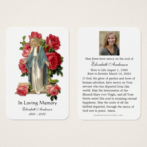 Virgin Mary Catholic Funeral Photo Holy Card _