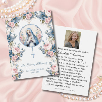 Virgin Mary Catholic Funeral Photo Holy Card - by ShowerOfRoses at Zazzle