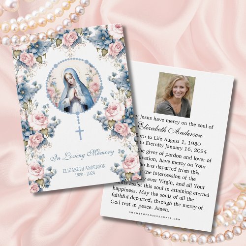 Virgin Mary Catholic Funeral Photo Holy Card _