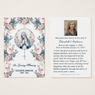 Virgin Mary Catholic Funeral Photo Holy Card -