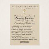 Virgin Mary Catholic Funeral Prayer Holy Card (Back)