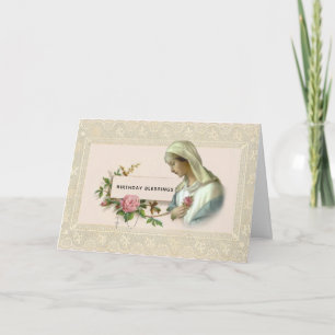 Virgin Mary Catholic Holy Rosary Rosa Mystica Card
