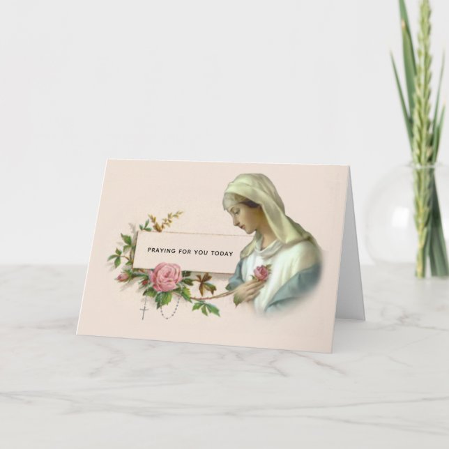 Virgin Mary Catholic Holy Rosary Rosa Mystica Card (Front)