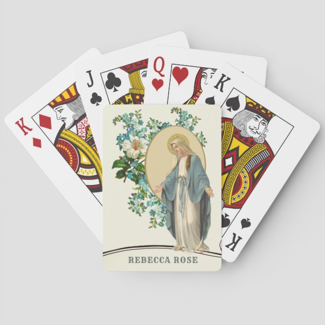 Virgin Mary Catholic Religious Lady of Grace Poker Cards (Back)