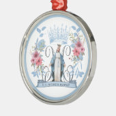 Virgin Mary Catholic Religious Mother Mary Floral Metal Ornament (Left)