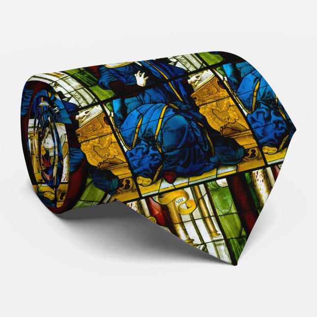 Virgin Mary Catholic  Religious Stained Glass Neck Tie (Rolled)