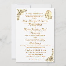 Virgin Mary Catholic Sepia Wedding Invitation