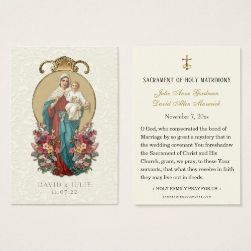 Virgin Mary Catholic Wedding Holy Card