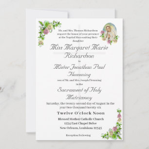 Virgin Mary Catholic Wedding Invitation