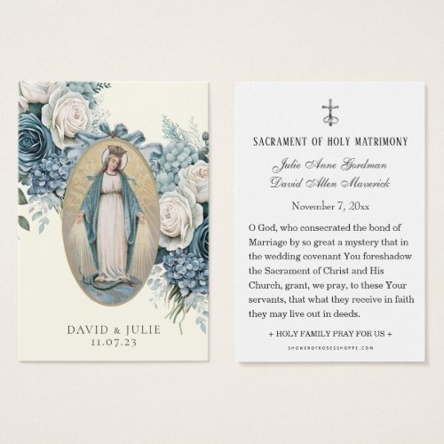 Virgin Mary Catholic Wedding Prayer Card 