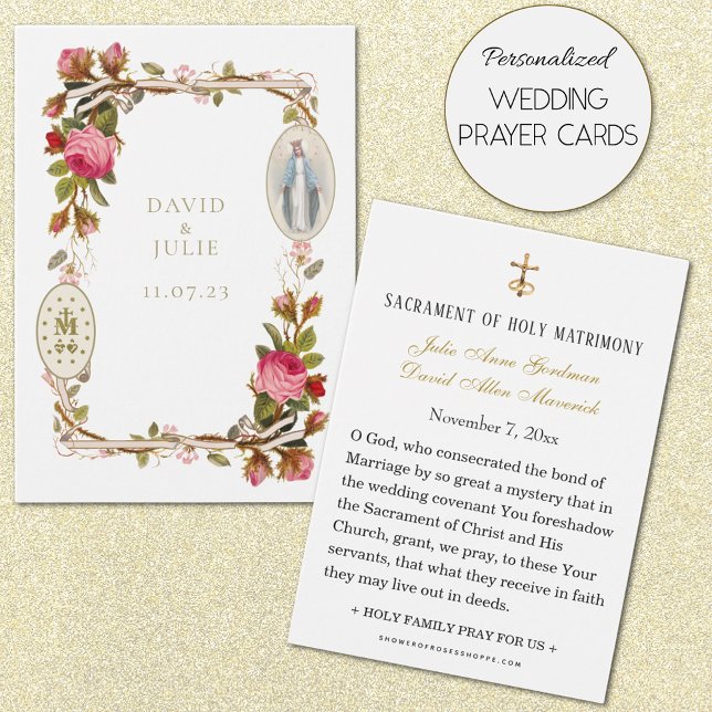 Virgin Mary Catholic Wedding Prayer Card (Personalized Traditional Catholic Wedding Prayer Cards)