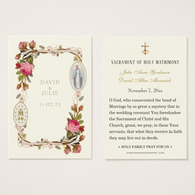 Virgin Mary Catholic Wedding Prayer Card (Front & Back)