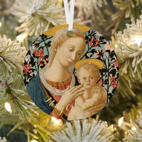 Virgin Mary Child Jesus Vintage Art Xmas Christmas Metal Ornament