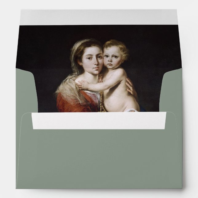 Virgin Mary & Child Return Address Christmas Envelope (Back (Bottom))