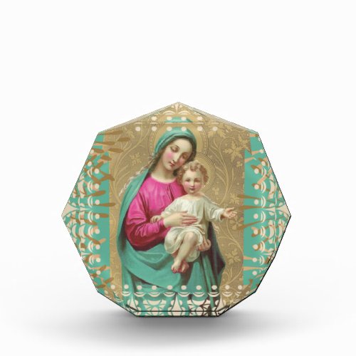 Virgin Mary Christ Child Traditional Lace Photo Block