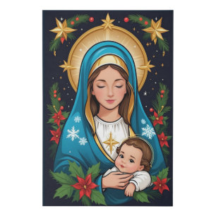 Virgin Mary Christmas Roman Catholic Faux Canvas Print