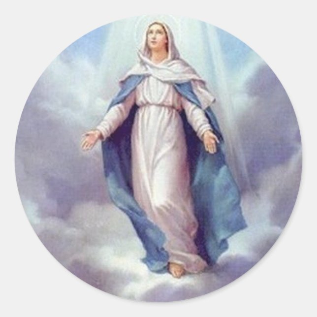 Virgin Mary Classic Round Sticker (Front)
